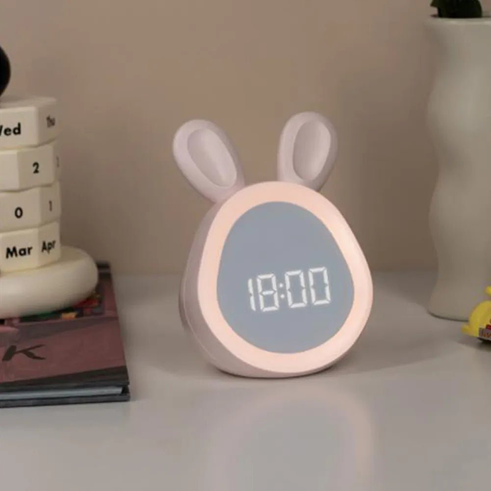Kaninformad barnens väckarklocka med LED-nattljus - BunniGlow