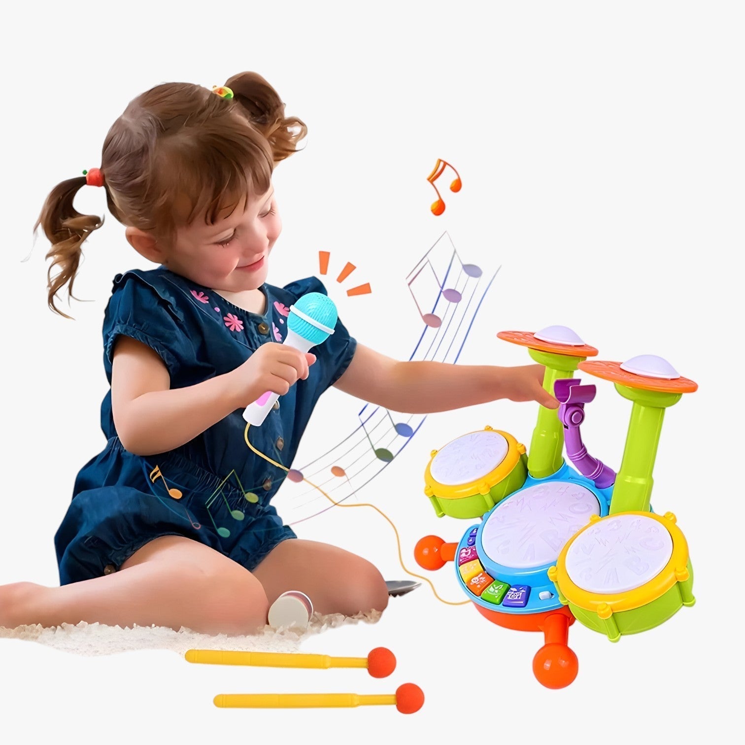 Interaktivt Lärande Trumset med Mikrofon för Småbarn – RhythmFun Mini
