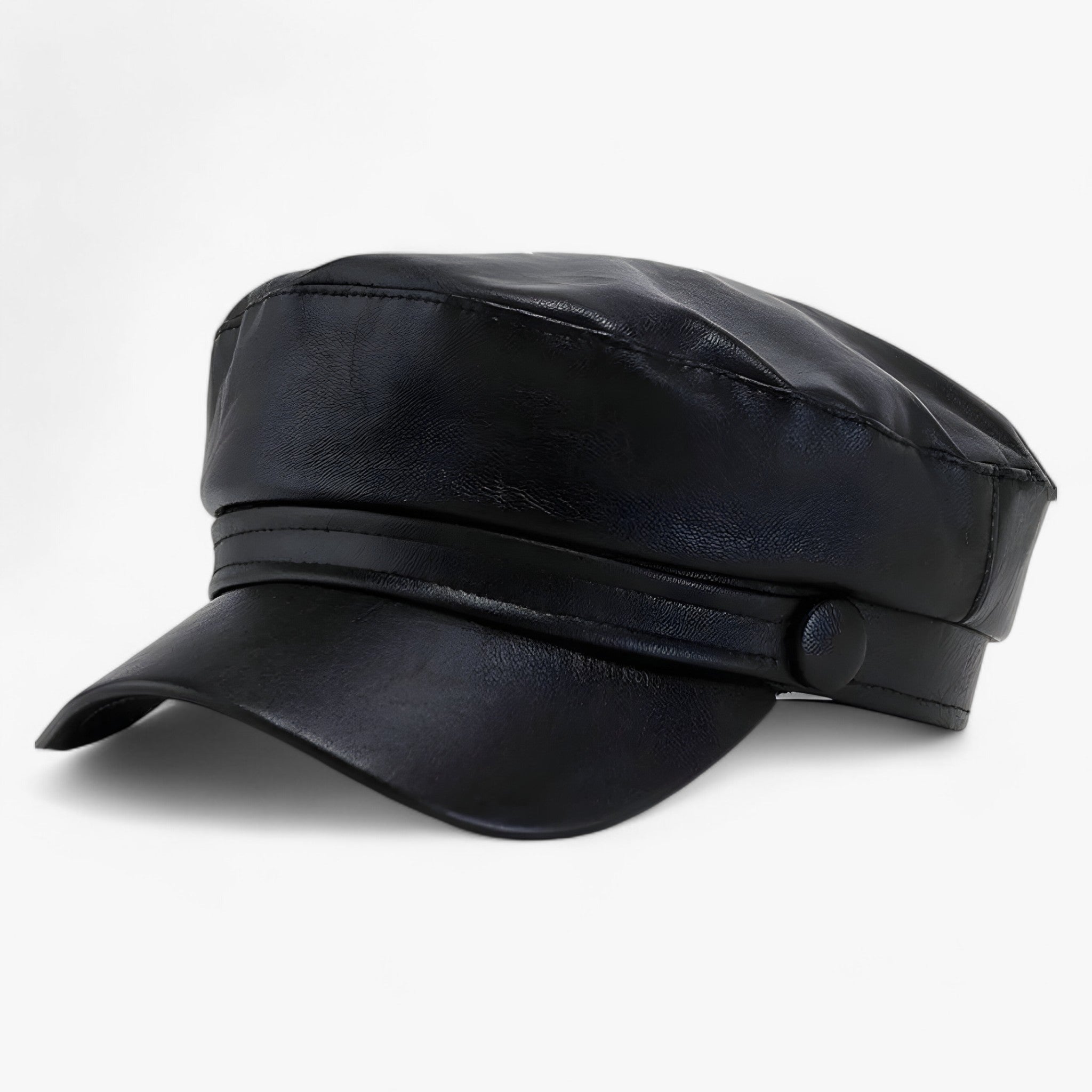 Oktagonalt Dam Flat Cap i PU-läder – Valence