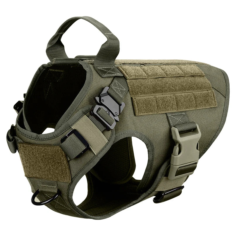 TacticalElite K9 Sele och Koppling Set - Militärstil Sele för Stora Hundar med Träningskoppel