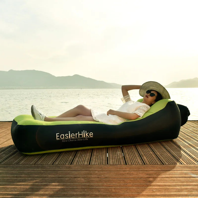 Uppblåsbar Luftsoffa för Utomhusbruk - Bärbar Lounger för Camping och Strand