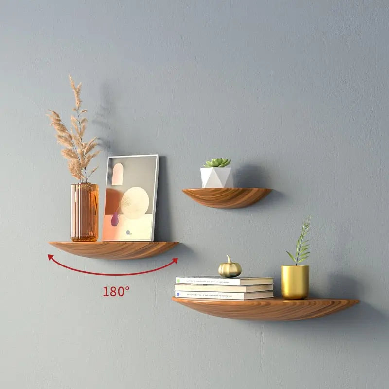 WoodVogue Semicircle Hängande Hylla | Premium trähylla för projektordisplay & förvaring
