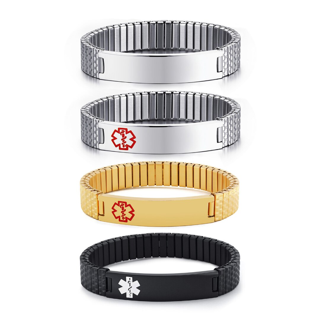 LifeSafe Medicinsk Larmarmband | Anpassningsbart ID-armband i rostfritt stål för säkerhet och stil