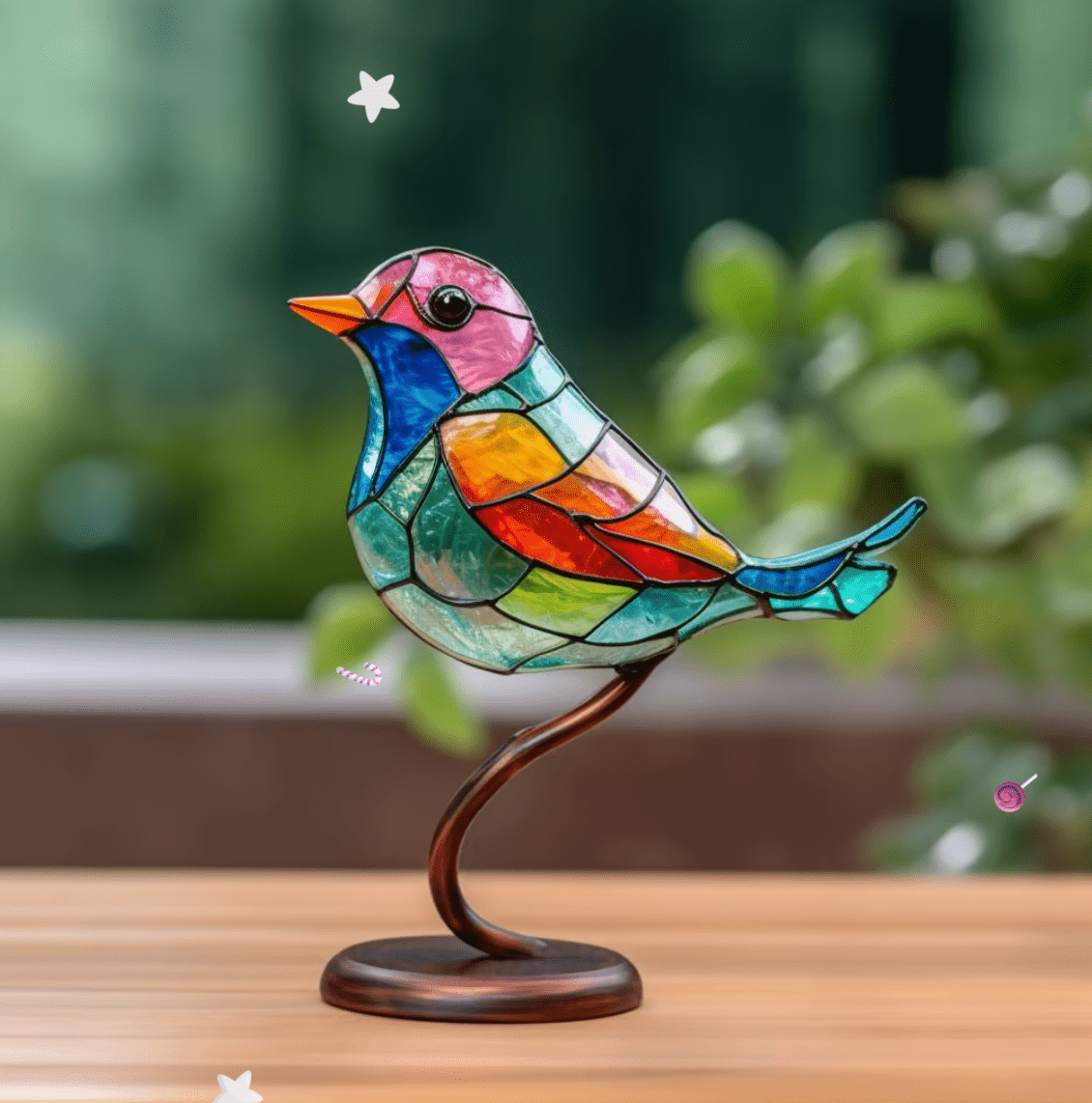 VividVista Fönsterdekorationer i Färgat Glas | Naturinspirerade Handgjorda Fönsterdekorationer