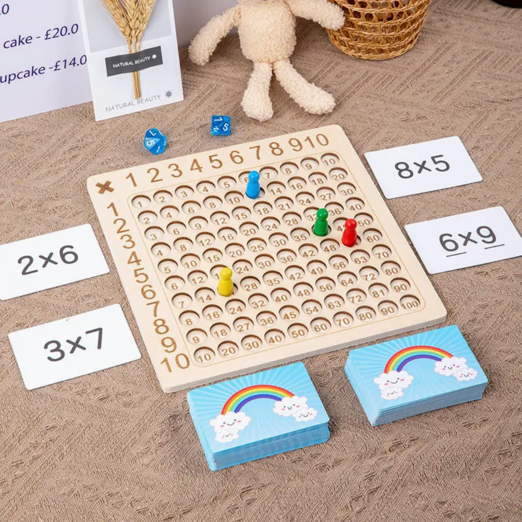 Trä Multiplikationsspel för Barn med Lärkort – Maximo