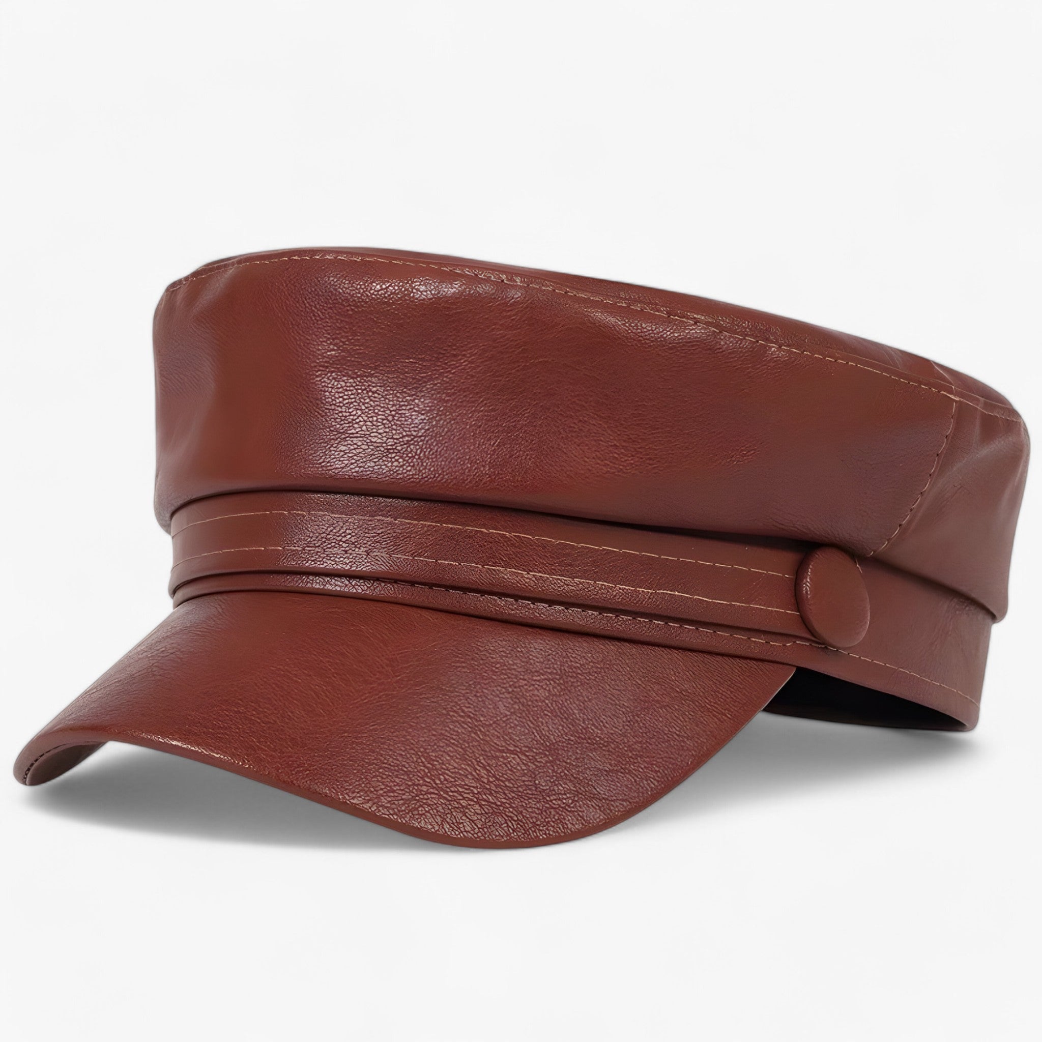 Oktagonalt Dam Flat Cap i PU-läder – Valence