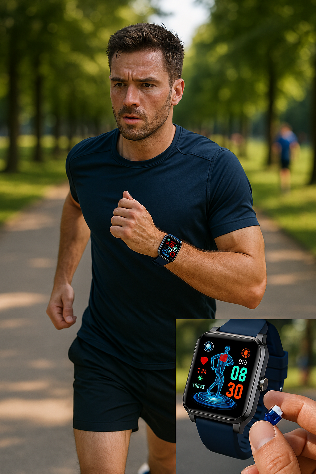 Smartwatch för Hälsa & Fitness – EKG, Blodtryck, Pulsövervakning – Kompatibel med iOS & Android