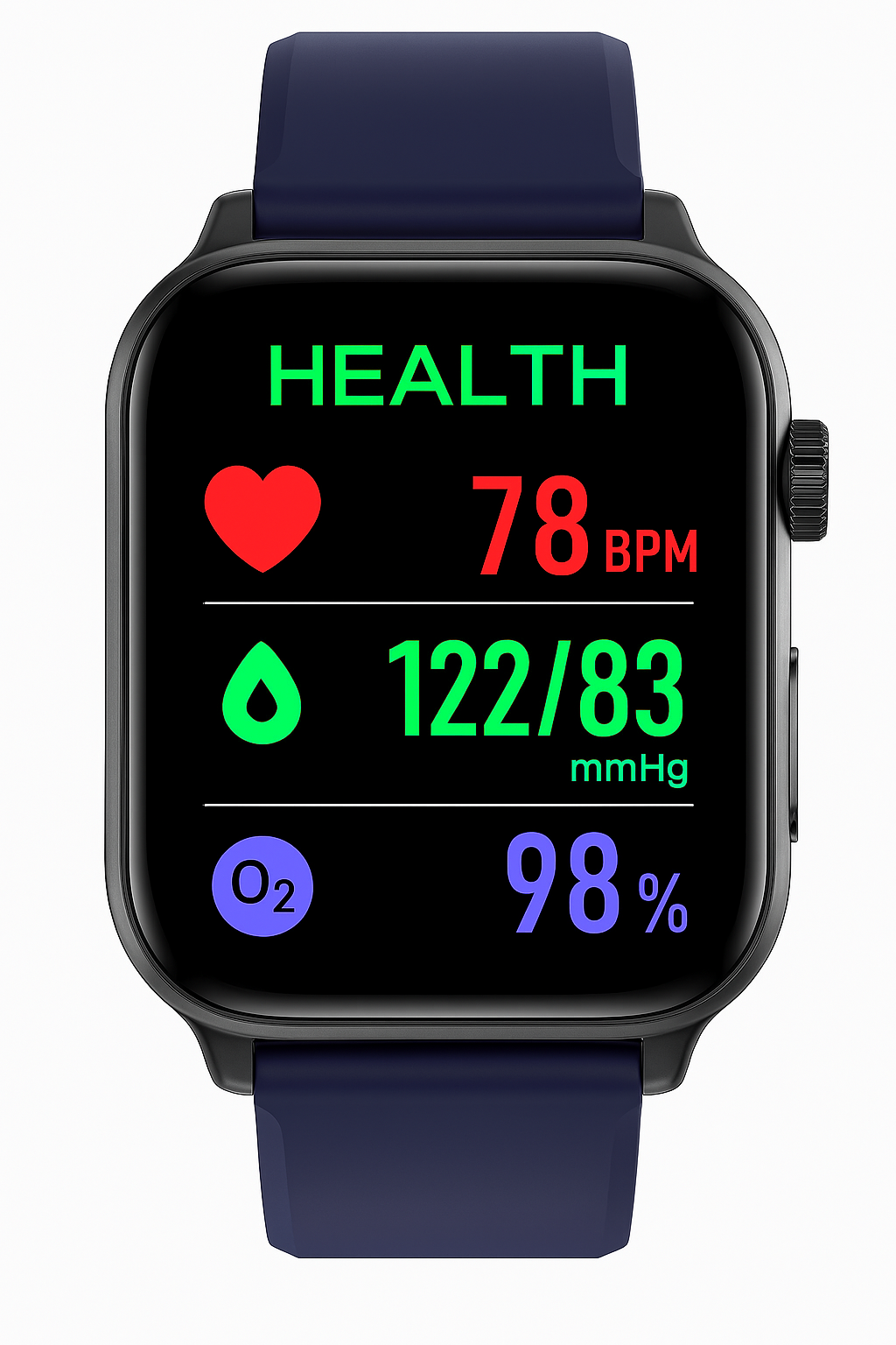 Smartwatch för Hälsa & Fitness – EKG, Blodtryck, Pulsövervakning – Kompatibel med iOS & Android