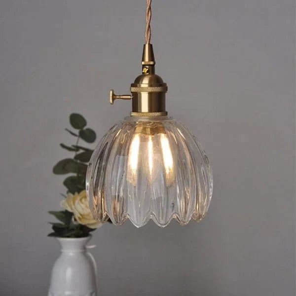 Opaliere Retro Blomma Hängande Lampa | Handgjord glas hängande ljus med varm glöd för sovrum, bar och restaurang atmosfär