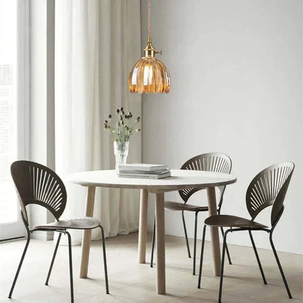 Opaliere Retro Blomma Hängande Lampa | Handgjord glas hängande ljus med varm glöd för sovrum, bar och restaurang atmosfär