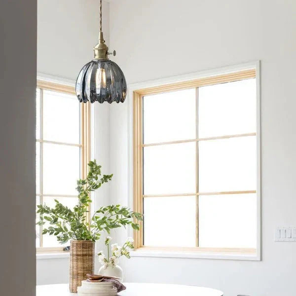 Opaliere Retro Blomma Hängande Lampa | Handgjord glas hängande ljus med varm glöd för sovrum, bar och restaurang atmosfär