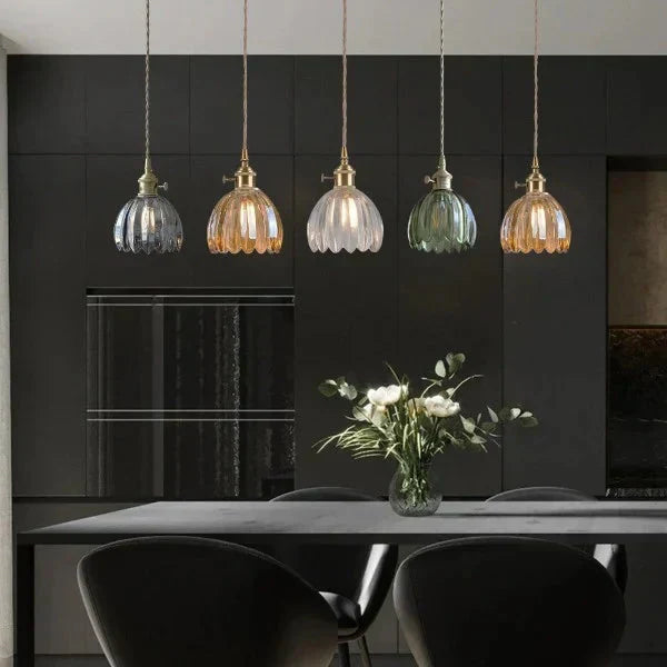 Opaliere Retro Blomma Hängande Lampa | Handgjord glas hängande ljus med varm glöd för sovrum, bar och restaurang atmosfär