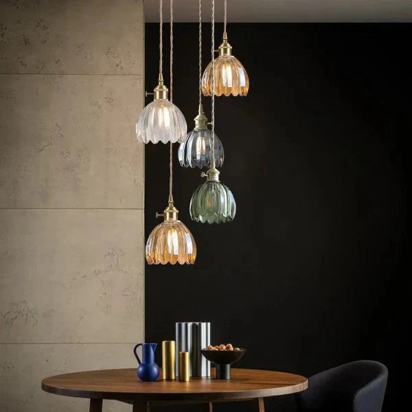 Opaliere Retro Blomma Hängande Lampa | Handgjord glas hängande ljus med varm glöd för sovrum, bar och restaurang atmosfär