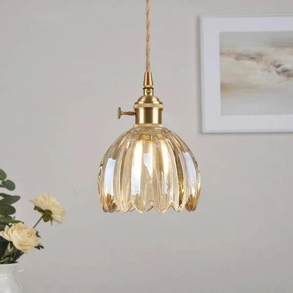 Opaliere Retro Blomma Hängande Lampa | Handgjord glas hängande ljus med varm glöd för sovrum, bar och restaurang atmosfär