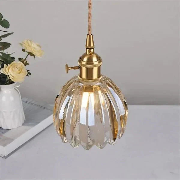 Opaliere Retro Blomma Hängande Lampa | Handgjord glas hängande ljus med varm glöd för sovrum, bar och restaurang atmosfär
