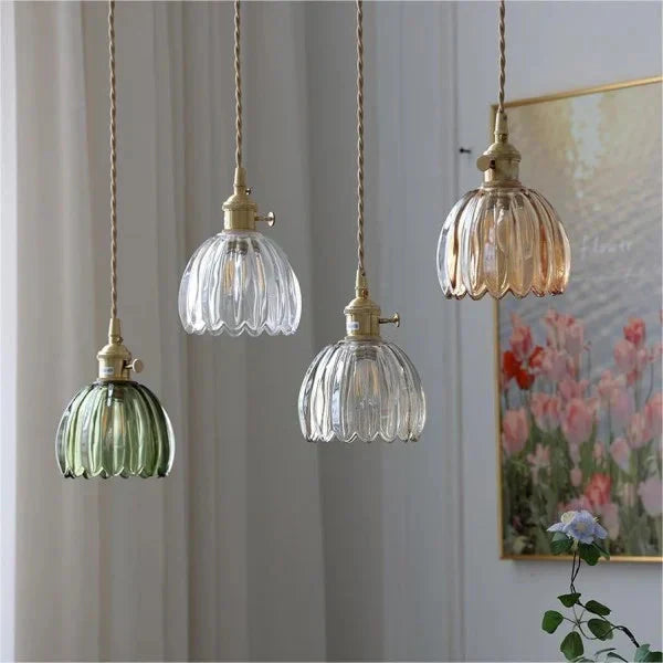 Opaliere Retro Blomma Hängande Lampa | Handgjord glas hängande ljus med varm glöd för sovrum, bar och restaurang atmosfär