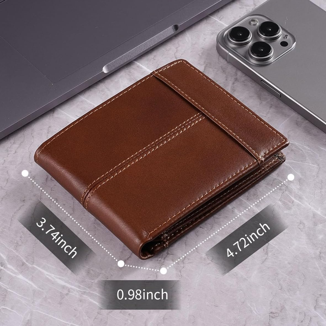 Premium RFID-blockerande läder bifold plånbok för män - SlimArmor
