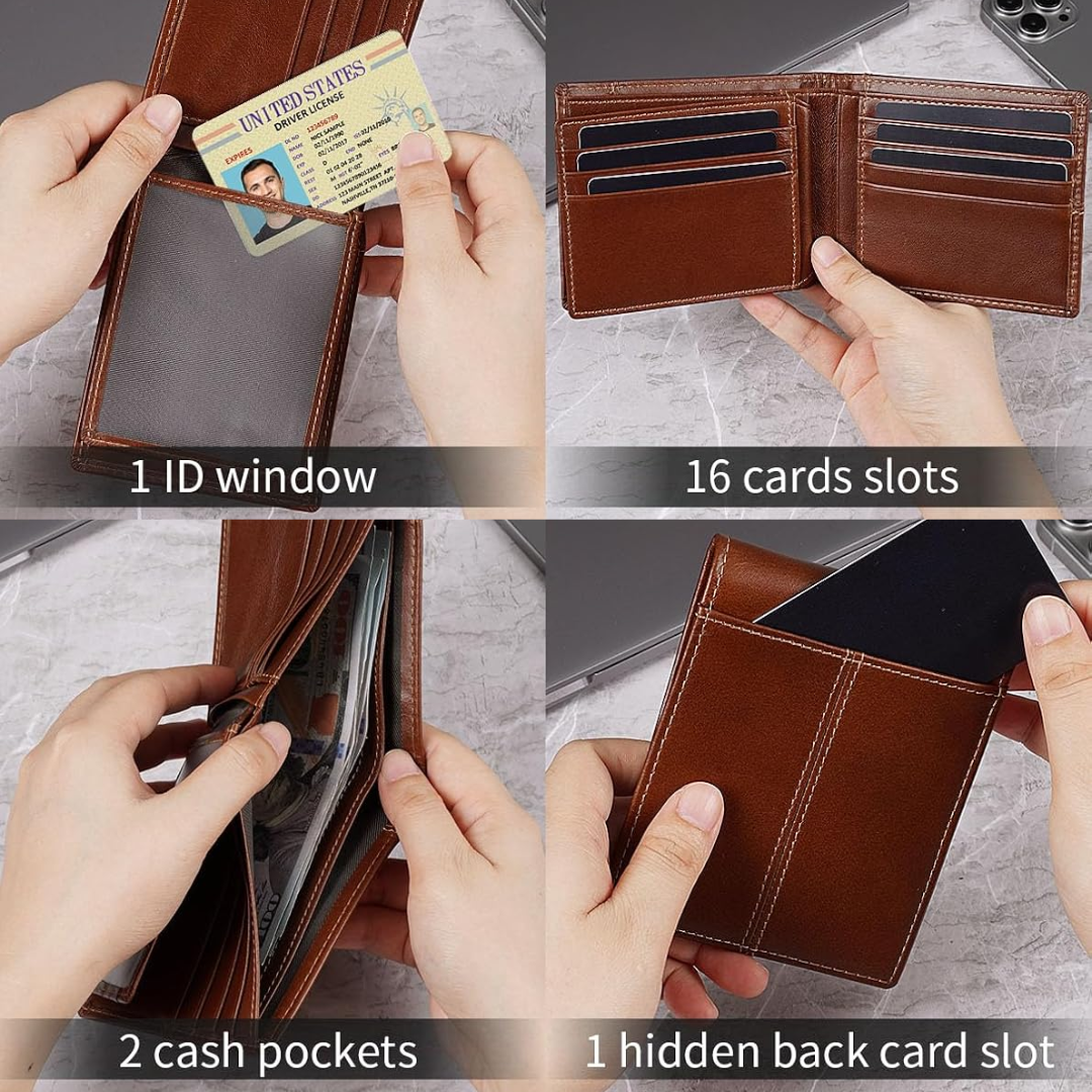 Premium RFID-blockerande läder bifold plånbok för män - SlimArmor