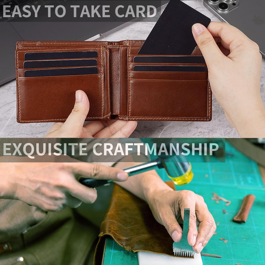 Premium RFID-blockerande läder bifold plånbok för män - SlimArmor