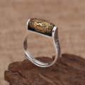 Tibetansk Ring - 925 Sterling Silver - Bönering - Justerbar Lyckoring