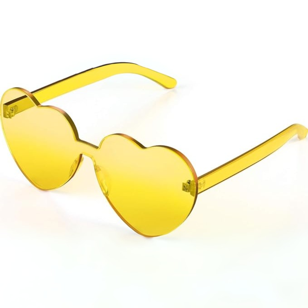 Trendy hjärtformade solglasögon utan ram i transparent look - HeartBlitz