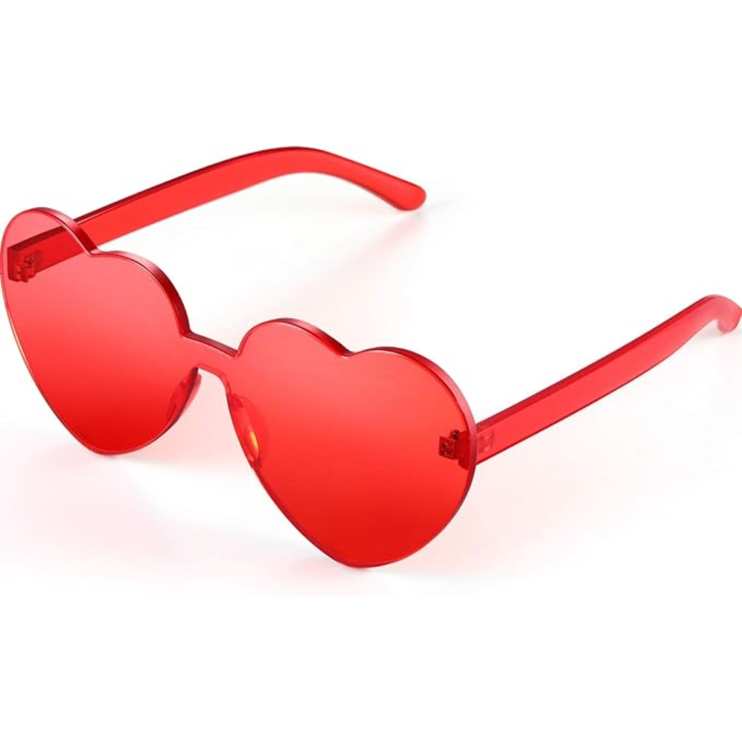 Trendy hjärtformade solglasögon utan ram i transparent look - HeartBlitz