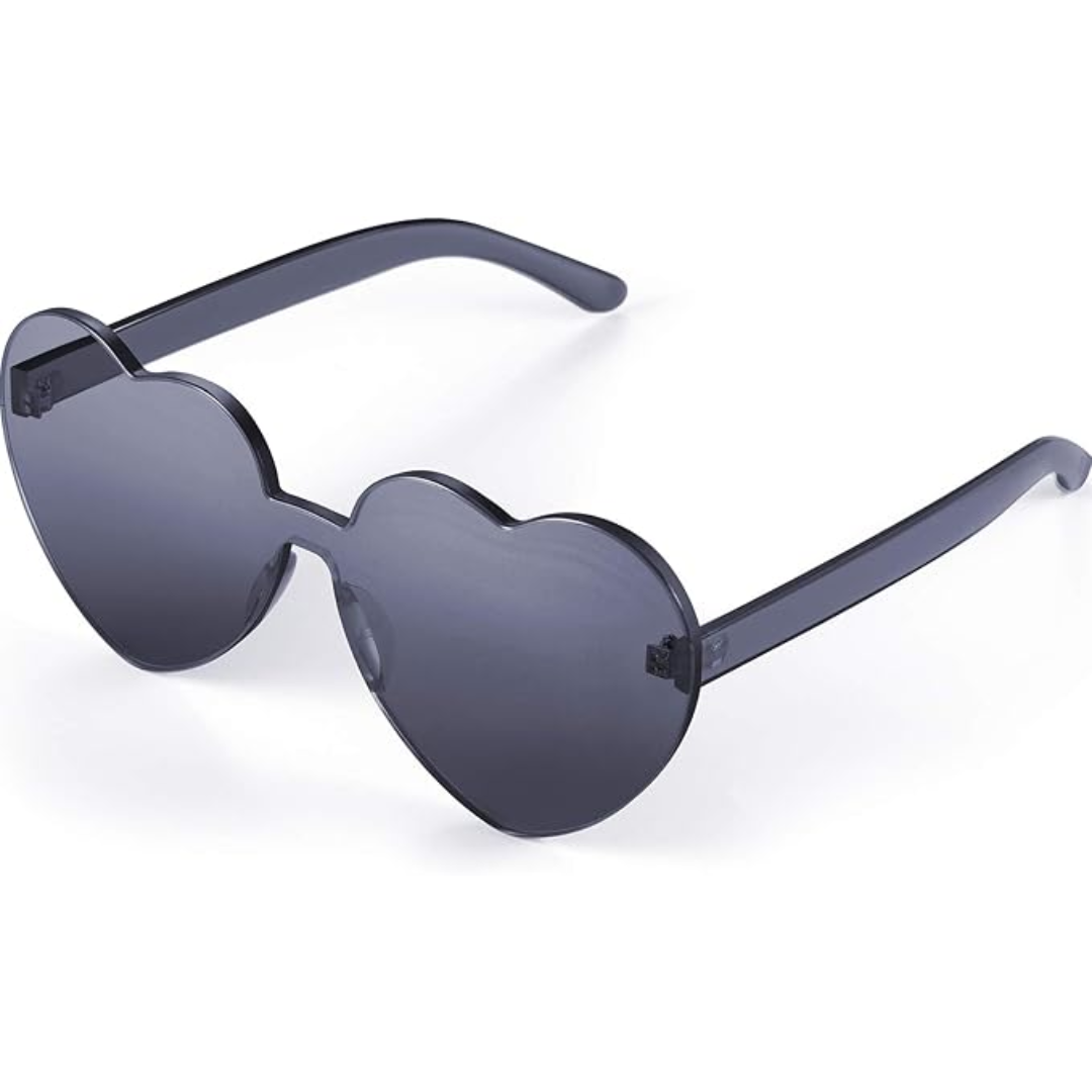 Trendy hjärtformade solglasögon utan ram i transparent look - HeartBlitz