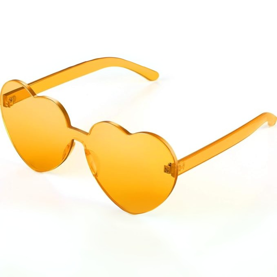 Trendy hjärtformade solglasögon utan ram i transparent look - HeartBlitz