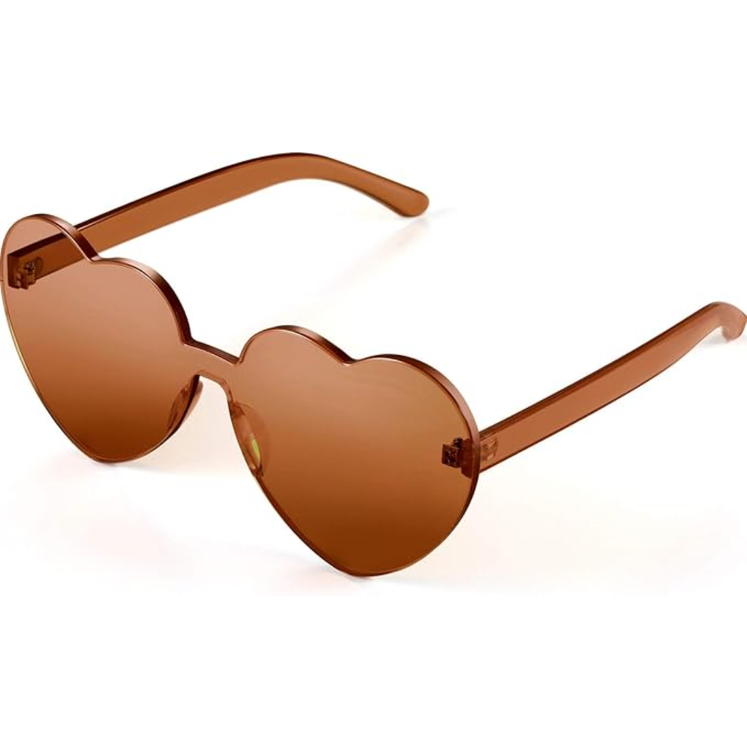 Trendy hjärtformade solglasögon utan ram i transparent look - HeartBlitz