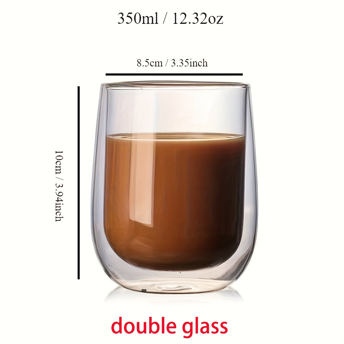 Set med 4 dubbelväggiga glas – 350 ml glas för varma och kalla drycker