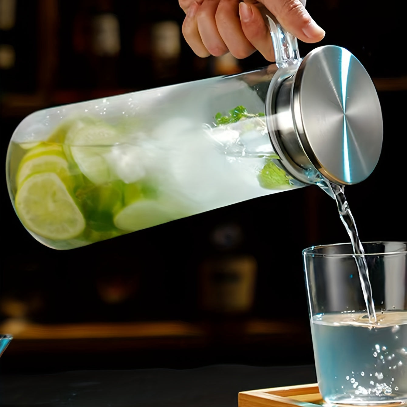 Glasvattenkanna med Lock – Idealisk för Juice, Bubble Tea och Uppfriskande Sommardrycker