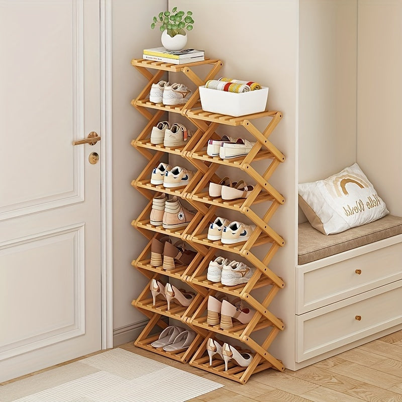Smart Bamboo Shoe Rack – Kompakt och Praktisk för Entrén