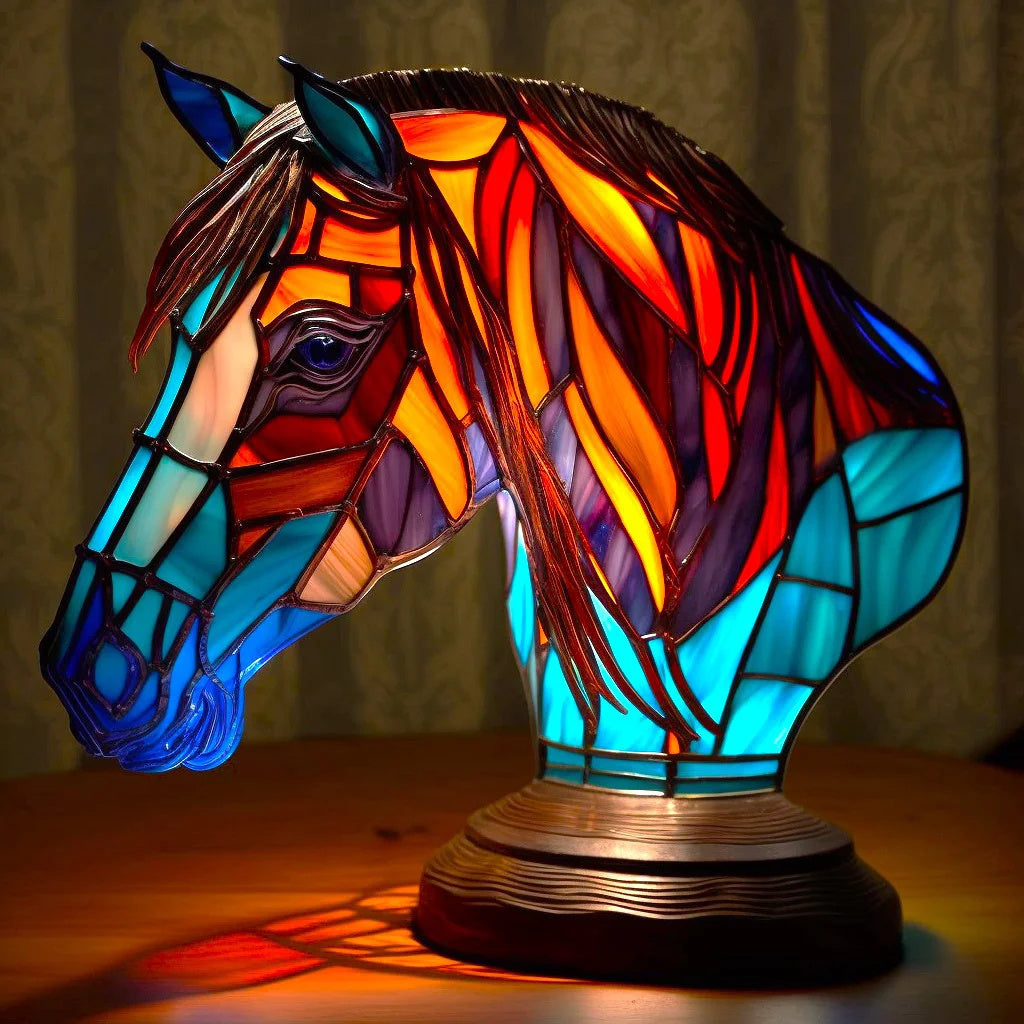 VitraGlow Handgjord Glasdekoration | Elegant bordslampa i resin och glas med livfulla konstnärliga mönster