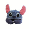 Plush Stitch Resekudde med Huva - Bekväm U-formad Kudde med Öronlappar