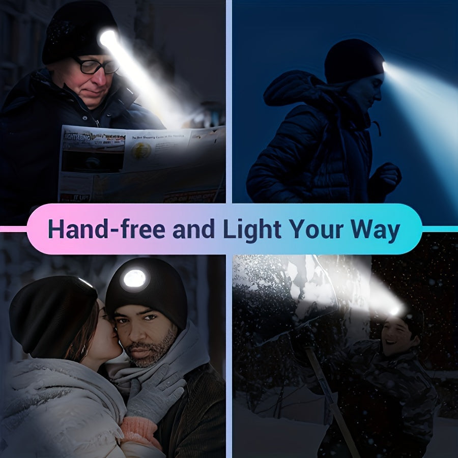 Unisex Beanie med LED-lampa – Bekväm belysning för kvällspromenader