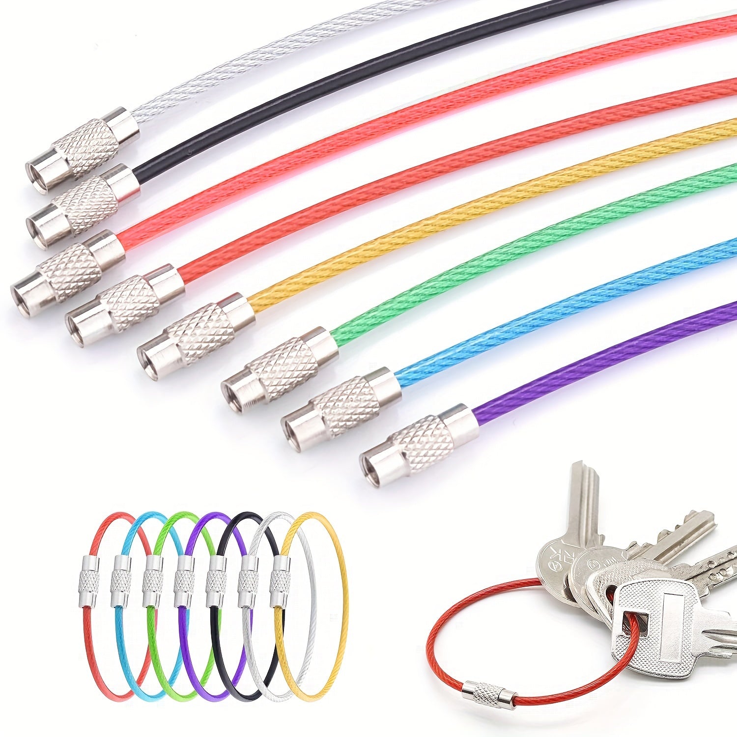 Stål Kabel Nyckelringar Set – Hållbara Nyckelringar för Resor och Utomhusaktiviteter