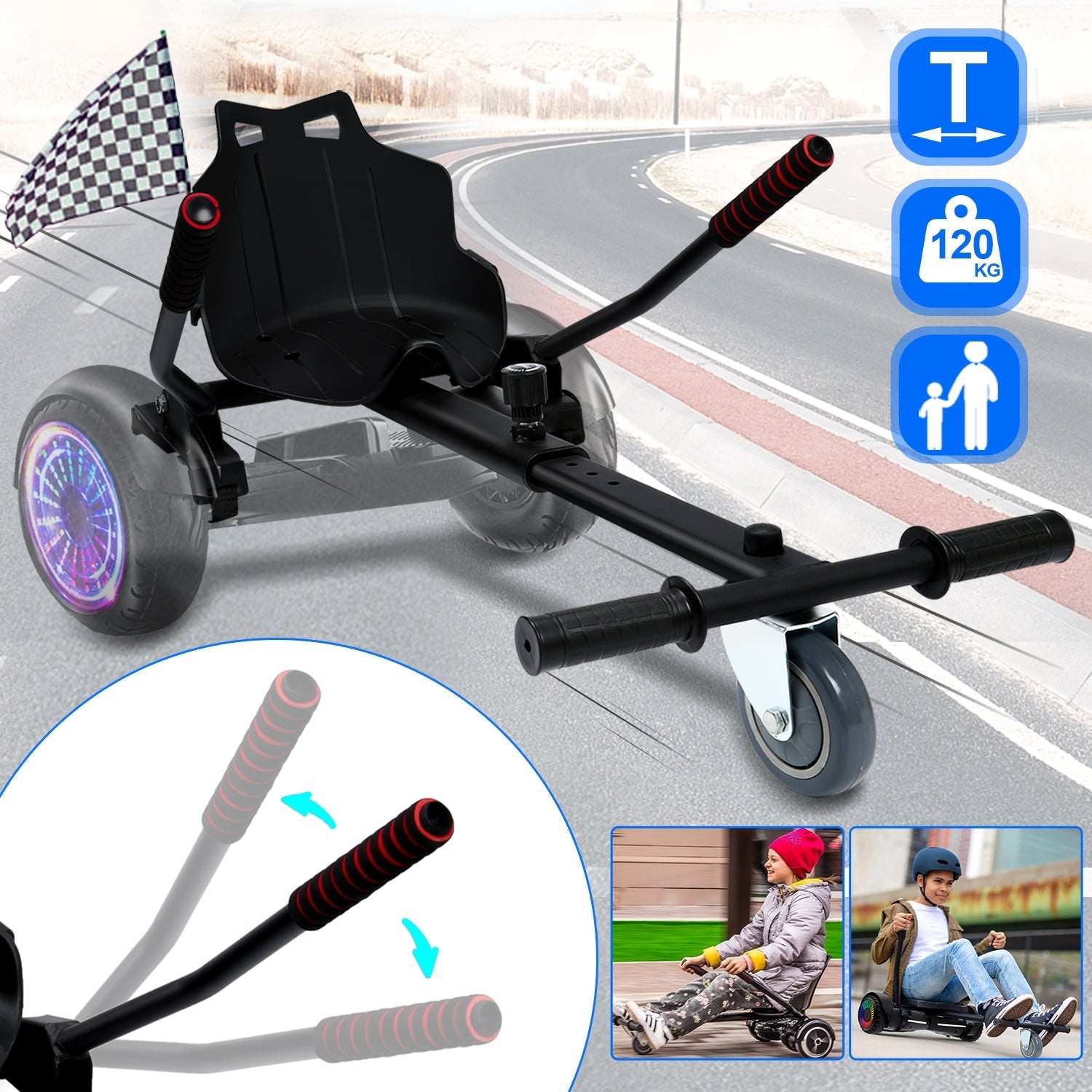 HoverKart Pro – Bekväm och Justerbar Hoverboard Säte
