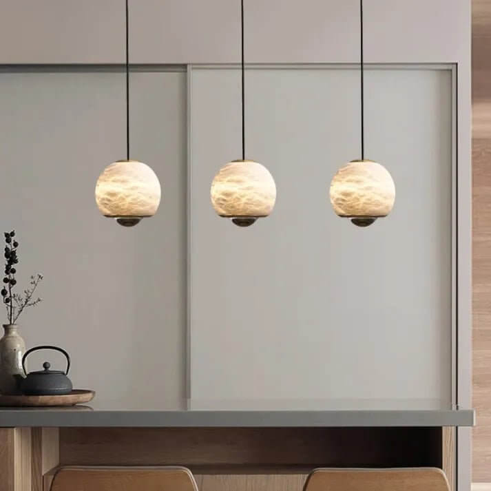 Taklampa - Alabaster Glas Boll med Marmor Fot