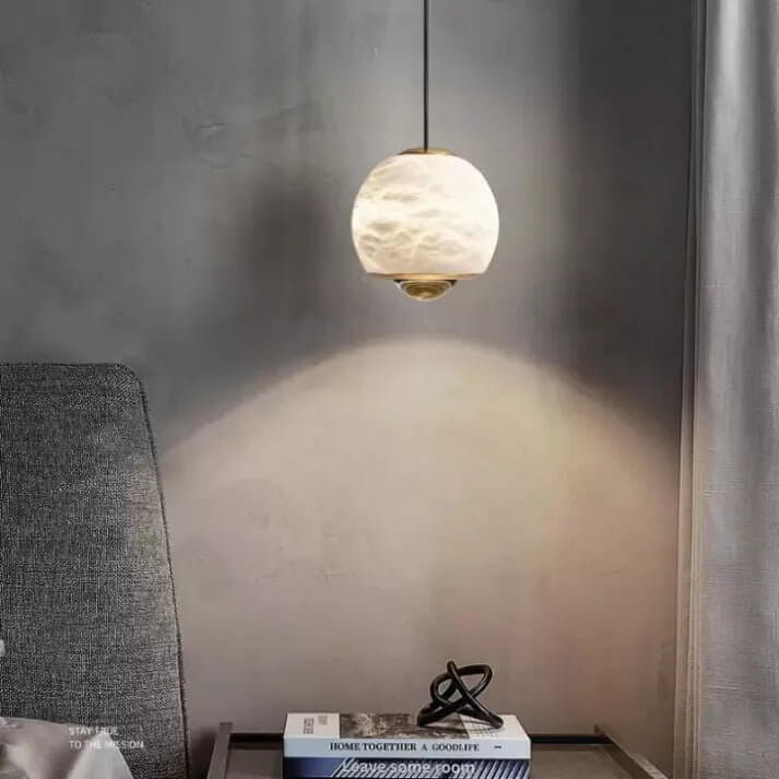 Taklampa - Alabaster Glas Boll med Marmor Fot