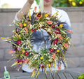 Corona de flores silvestres de Texas hecha a mano