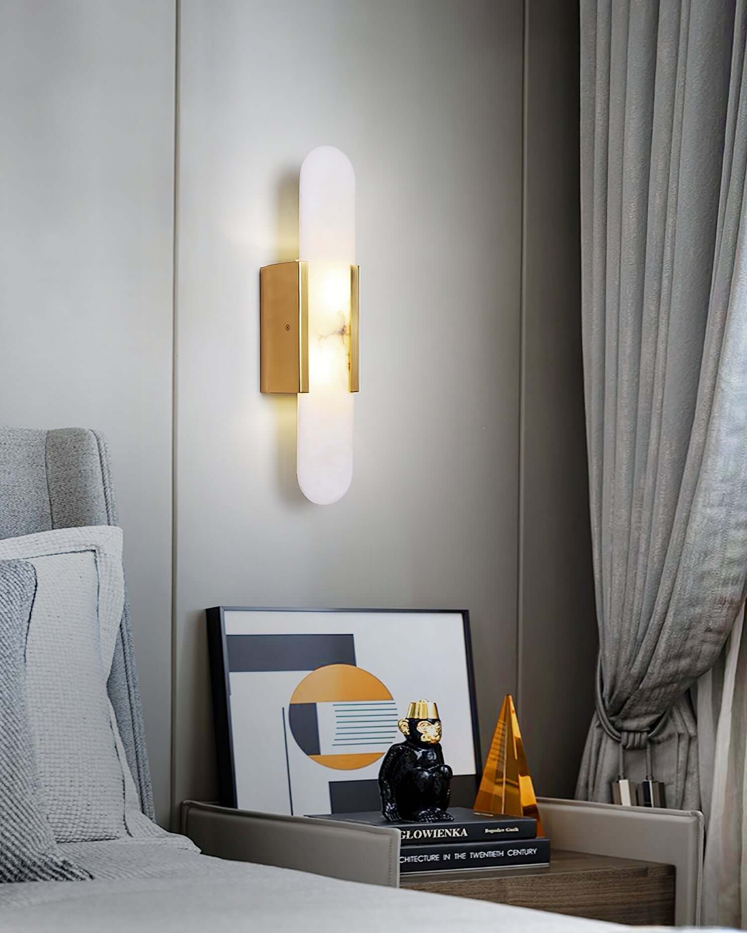 Modern Vägglampa - Alabaster & Metall