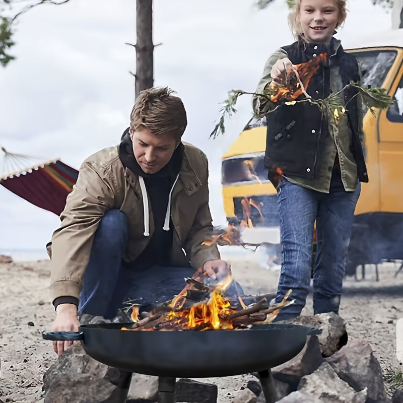 Gjutjärns Eldskål – Idealisk för Grillning, Camping och Trädgårdsbelysning