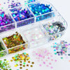 12 Färger Stjärnsequins – Glittrande Sequins i Lång Låda för DIY och Scrapbooking