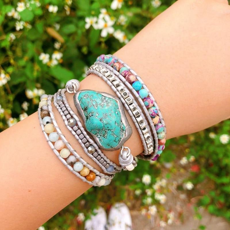 Turkos Helande och Skyddande Wrap Armband - Selina
