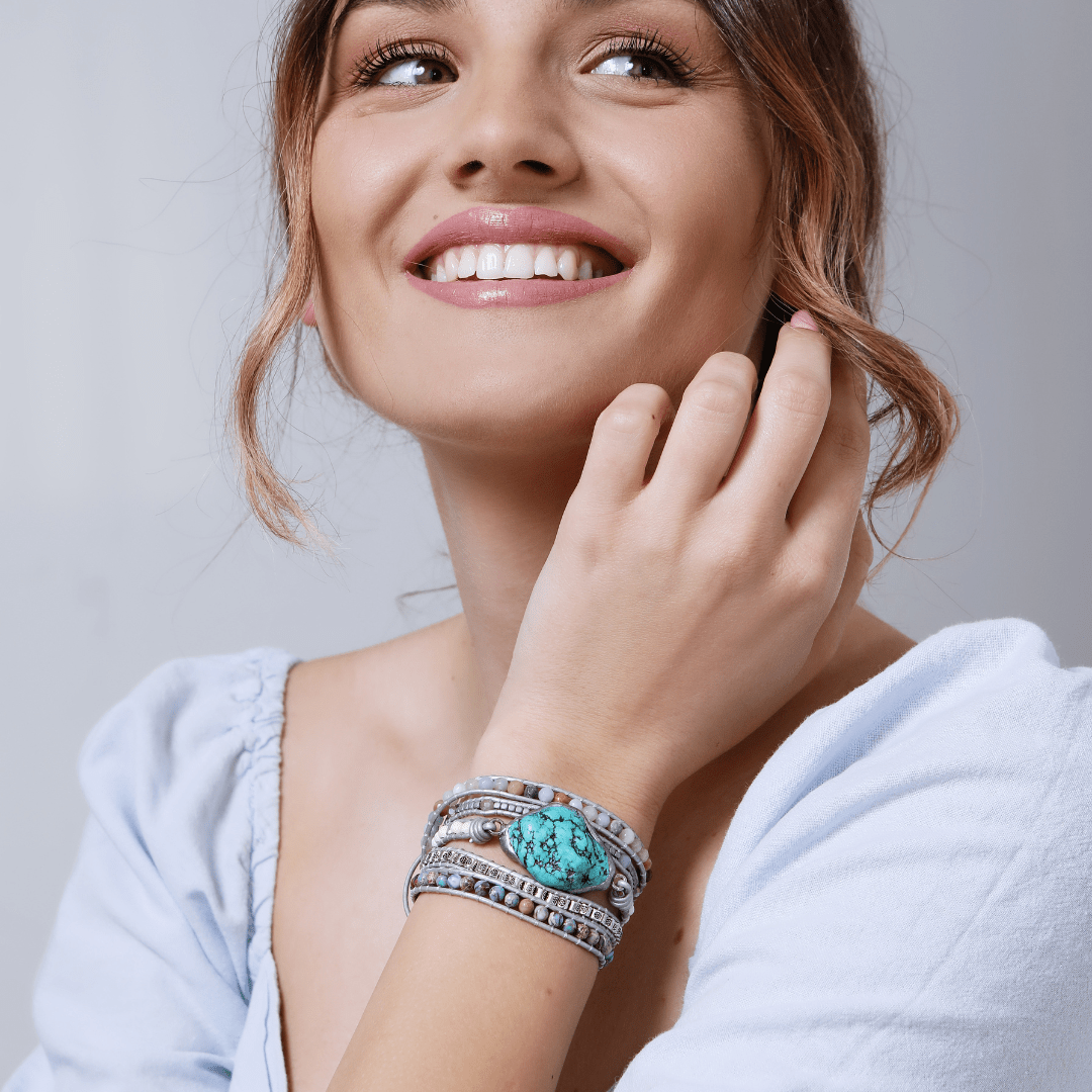 Turkos Helande och Skyddande Wrap Armband - Selina