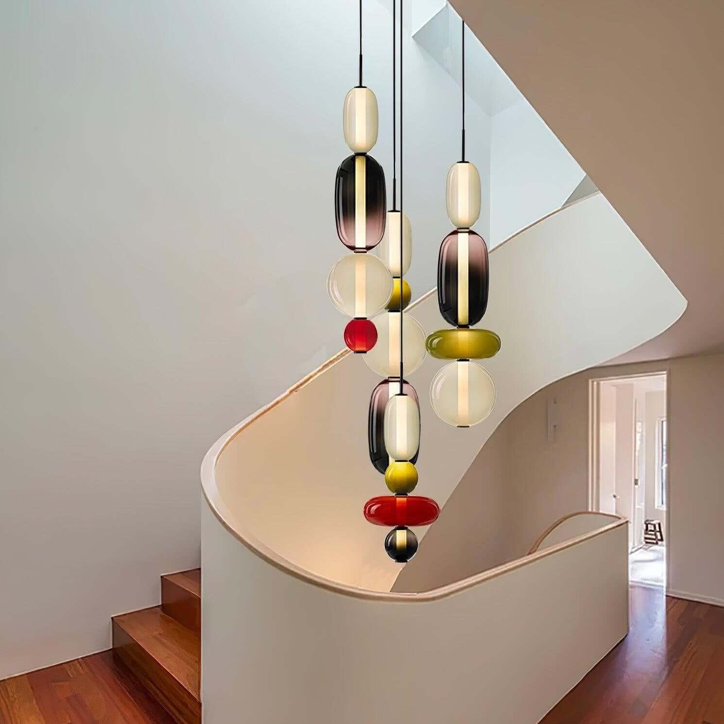 Modern Taklampa med Färgat Glas