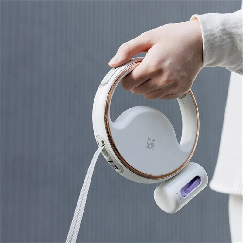 LED Automatisk Hundkoppel – Ergonomiskt Handtag & Säkerhetsljus