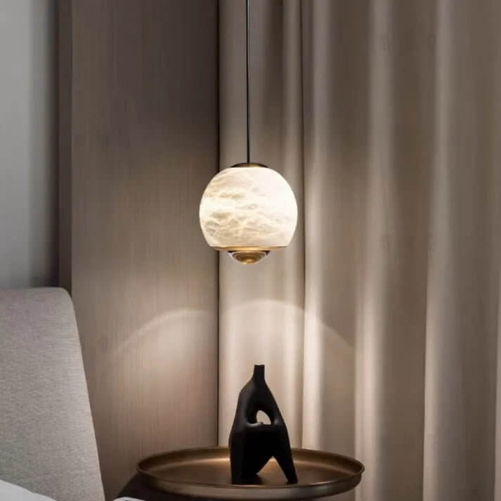 Taklampa - Alabaster Glas Boll med Marmor Fot