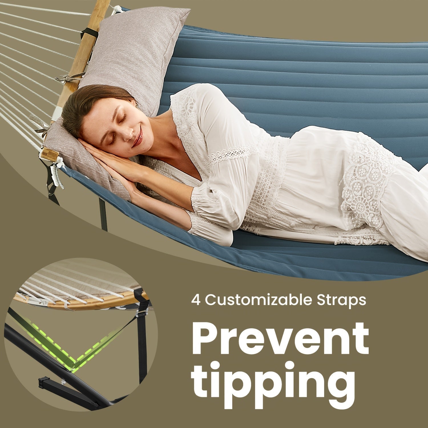 Padded Hammock with Stand – Bekväm bambuspreader och kudde