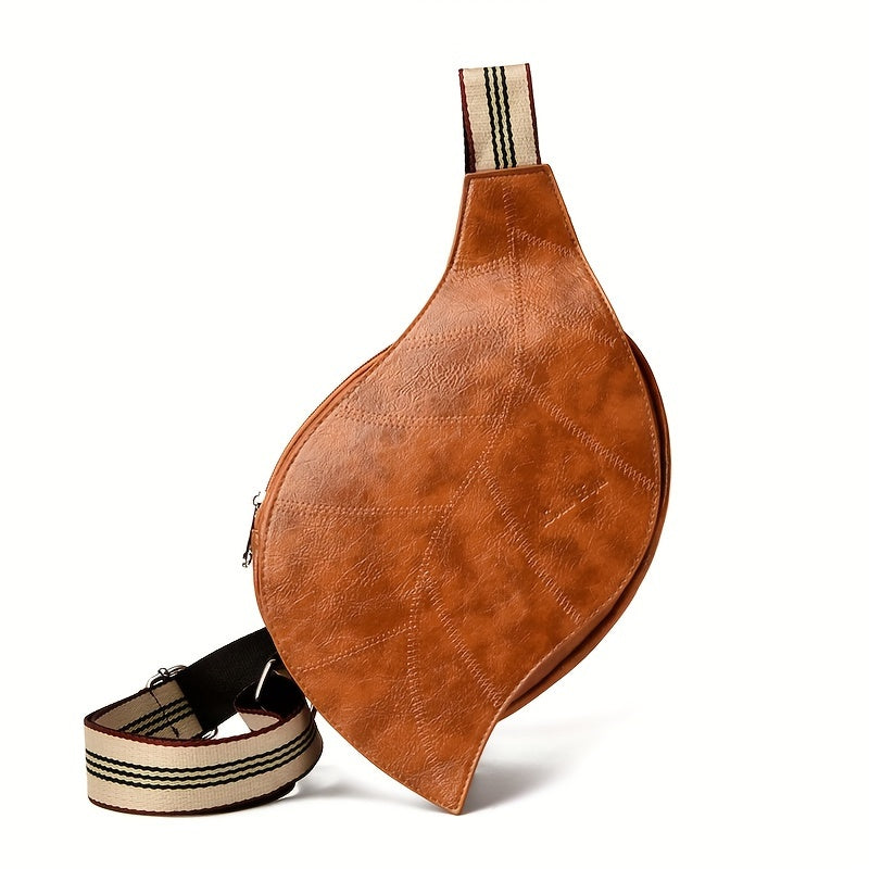 Vintage Faux Leather Crossbody Bag – Justerbar Rem med Spänne